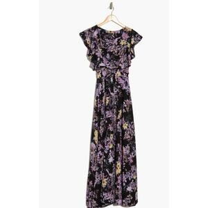 Women's Floral Wrap Dress, Area Stars, XS, Black, NWT